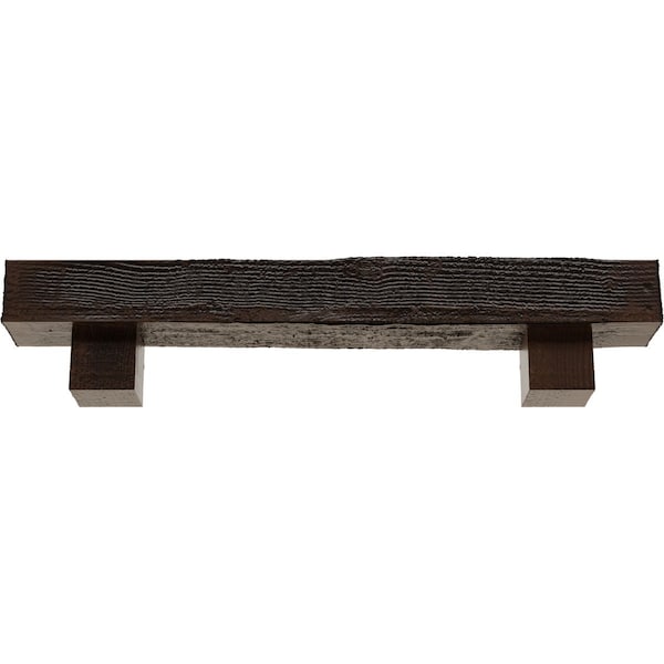 Kit W/ Alamo Corbels, Premium Aged, 8H  X 12D X 48W Rough Sawn Faux Wood Fireplace ManteL